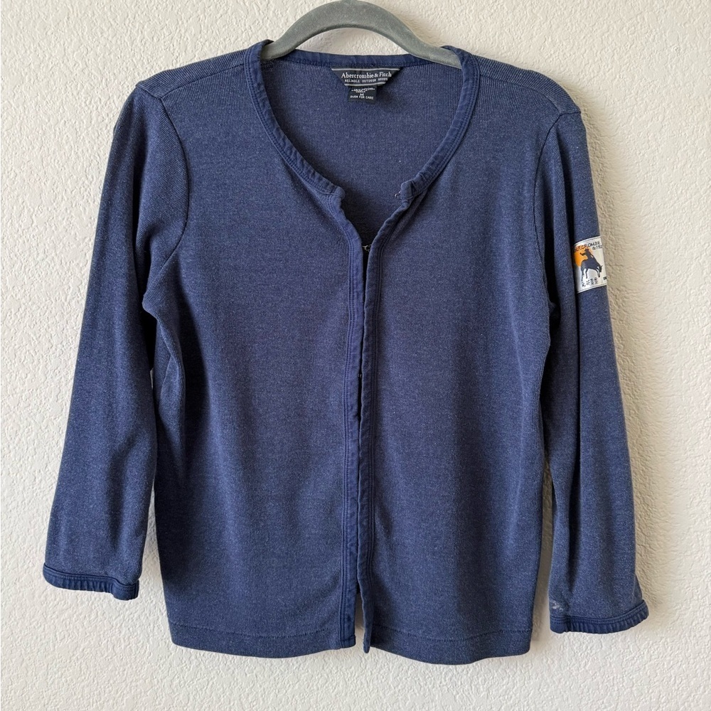 Abercrombie & Fitch Vintage Navy Blue Cotton Blend Outdoor Shirt Size Medium